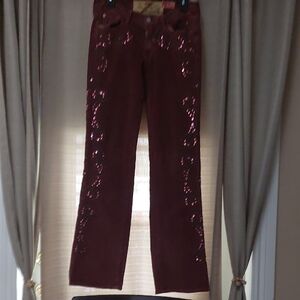 Sequin Embellished Plum corduroy bootcut Pants size 29